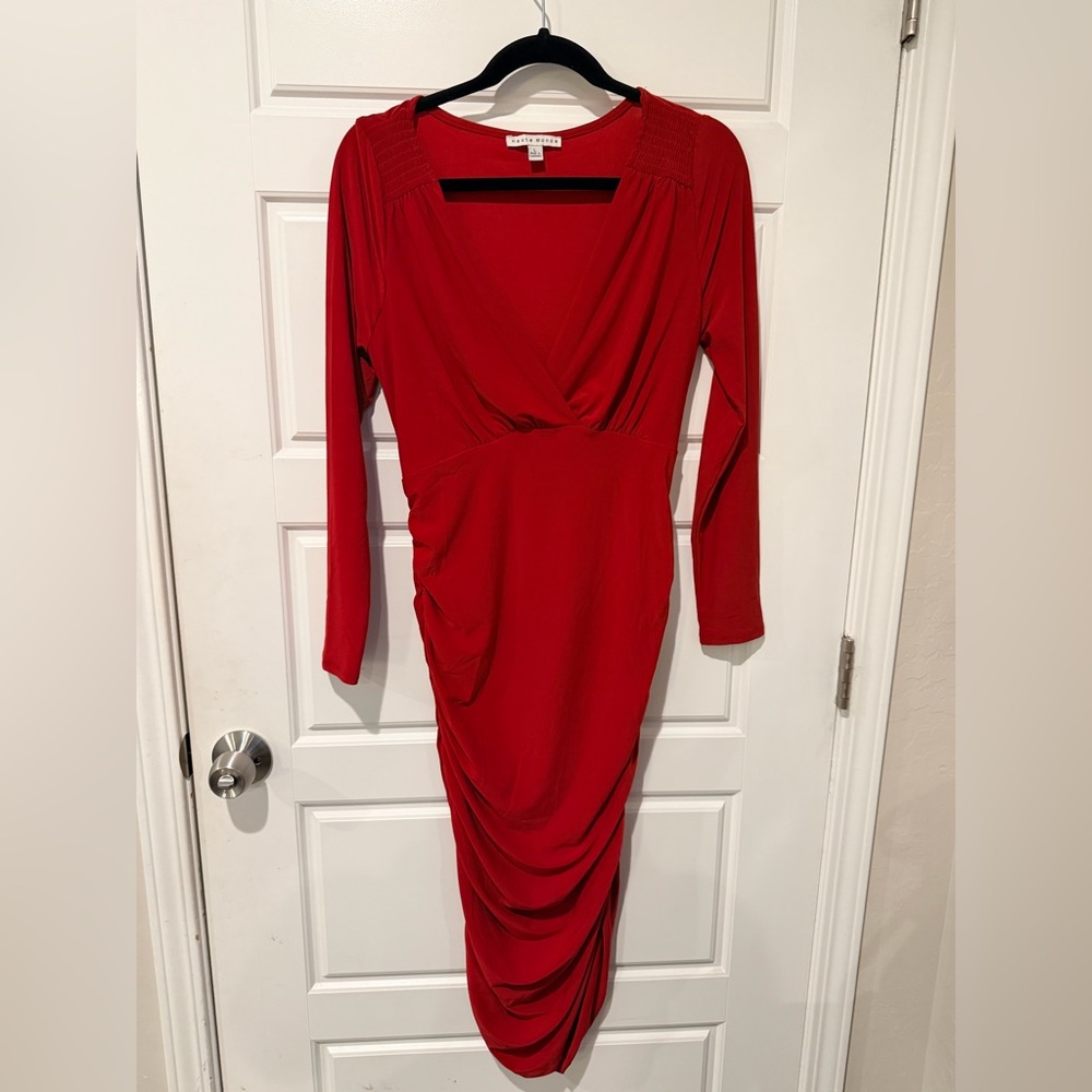 Haute Monde Vibrant Red Long Sleeve Dress